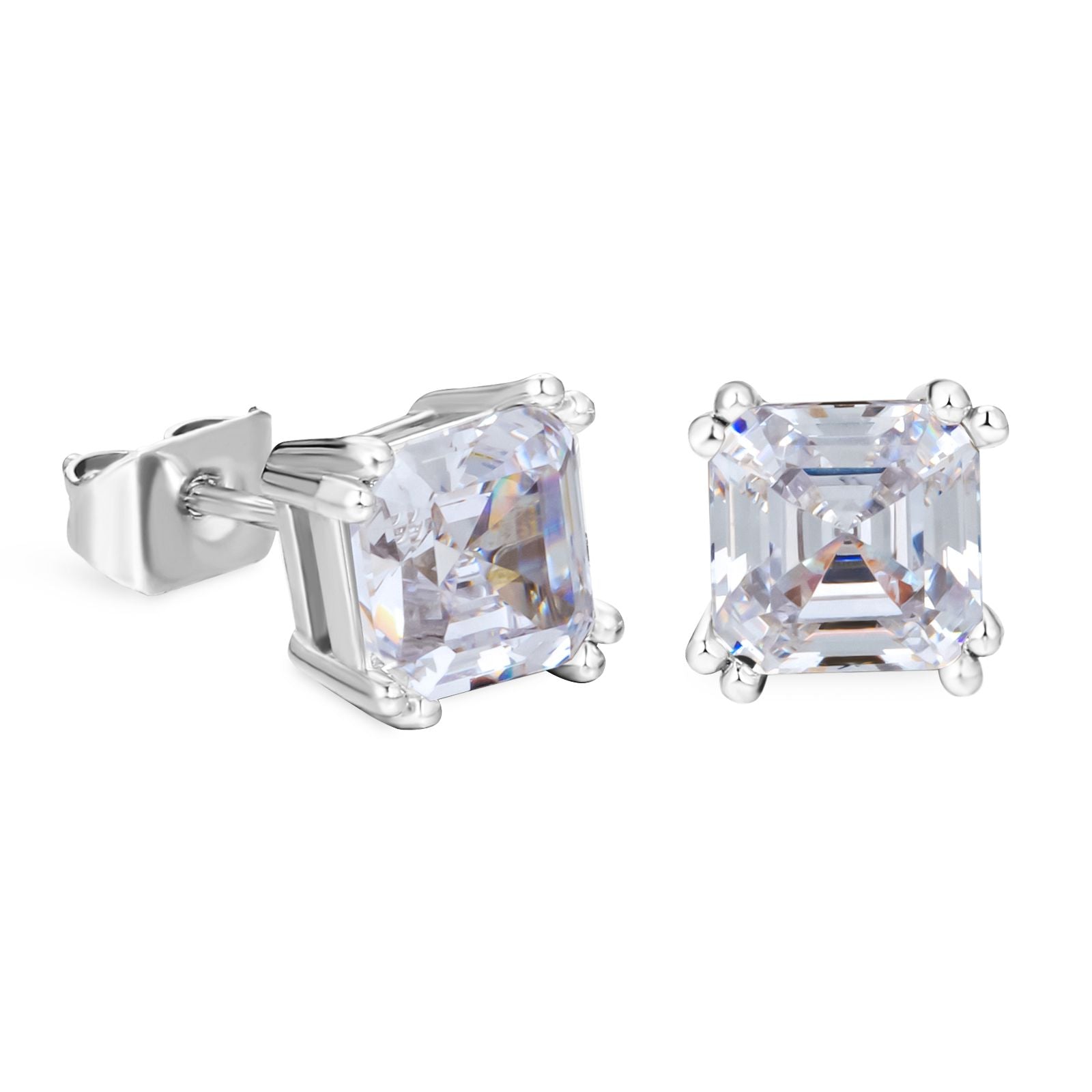 Brilliant Asscher Cut Diamond Stud Earrings