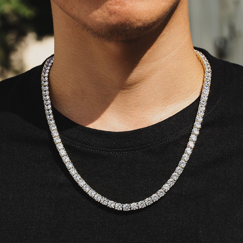 6mm CZ Diamond 14K Gold/White Gold Mens Tennis Chain