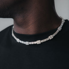 Cluster Baguette Tennis Chain White Gold