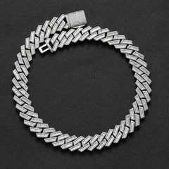 19mm Miami Diamond Baguette Chain in White Gold