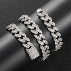 15mm T Square Ice Out Diamond Cuban Chain