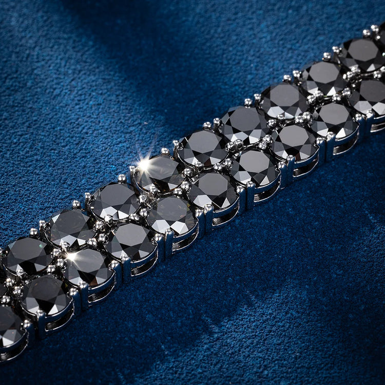 3/4/5mm S925 Silver Black Moissanite Diamond Bracelet