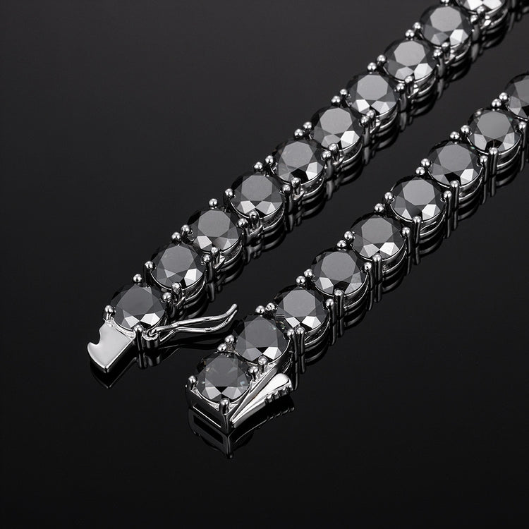 3/4/5mm S925 Silver Black Moissanite Diamond Bracelet