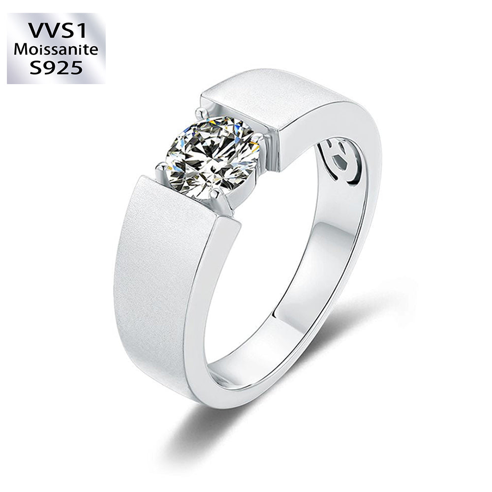 1.0 Carats VVS1 Moissanite Men Ring