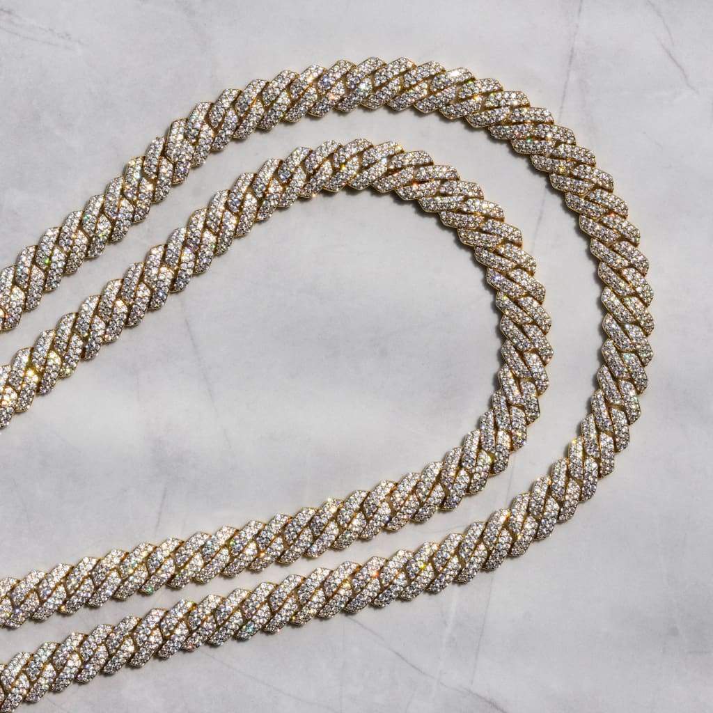 12mm Miami Diamond  Cuban Chain - Gold