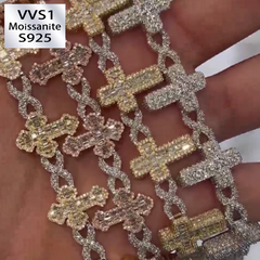 8mm Moissanite Cross Cuban Link Chain