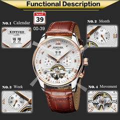 Skeleton Mechanical Business Classic Watch with Leather Strap