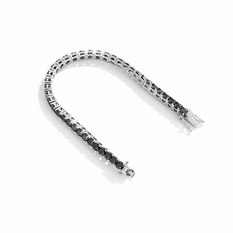 3/4/5mm S925 Silver Black Moissanite Diamond Bracelet