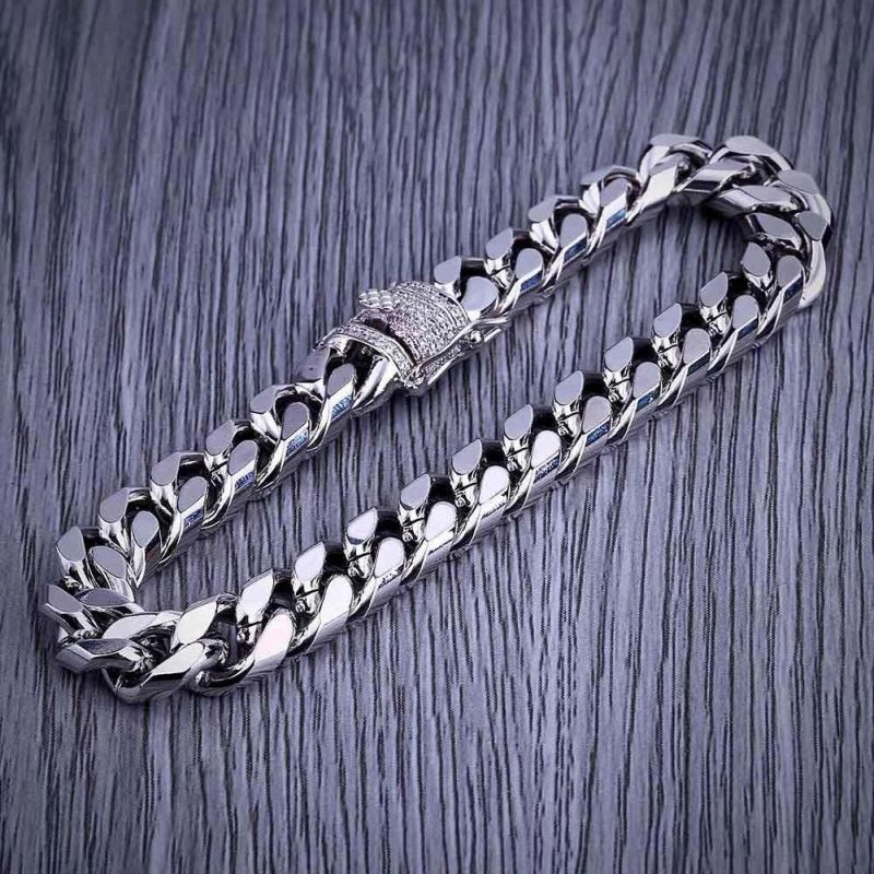 10mm 18K White Gold Finish Miami Cuban Bracelet