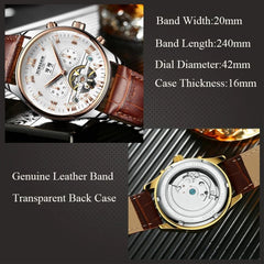 Skeleton Mechanical Business Classic Watch with Leather Strap