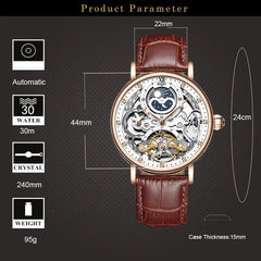 Skeleton Mechanical Automatic Watch with Leather Strap