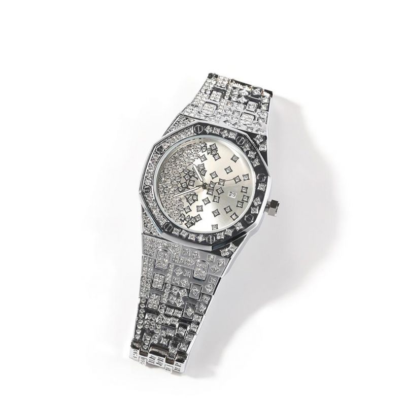 42mm Iced Octagon Shaped Gypsophila Men's Watch