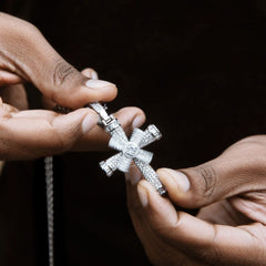 Iced Rotatable Cross Pendant （FREE Chain Included）