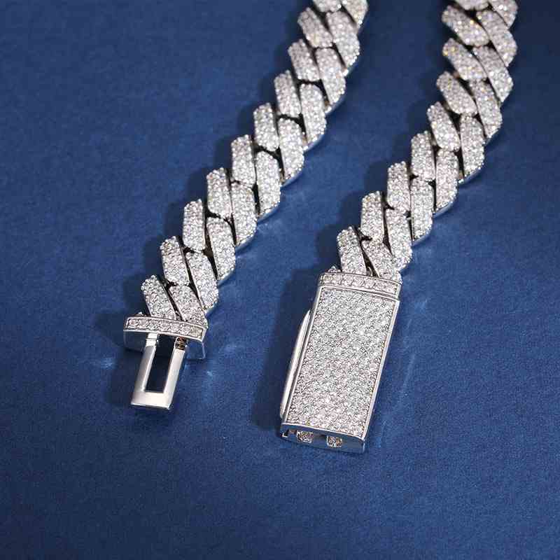 10mm S925 2 Rows Moissanite Cuban Link Bracelet