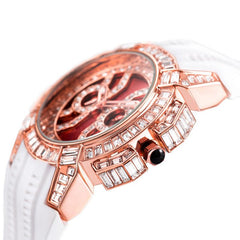 Newest Baguette Stones Watch with White Silicone Strap