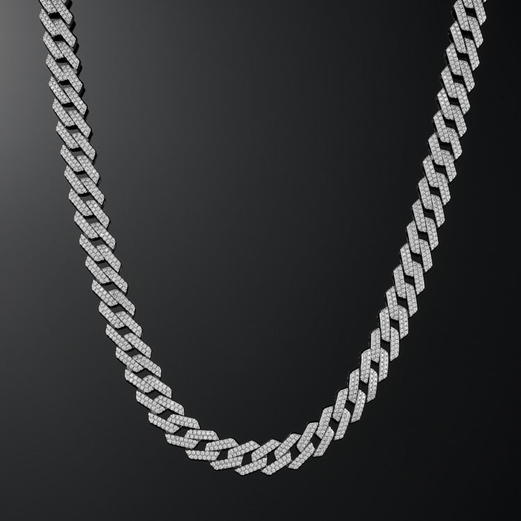 12MM Moissanite Diamond Prong Cuban Chain