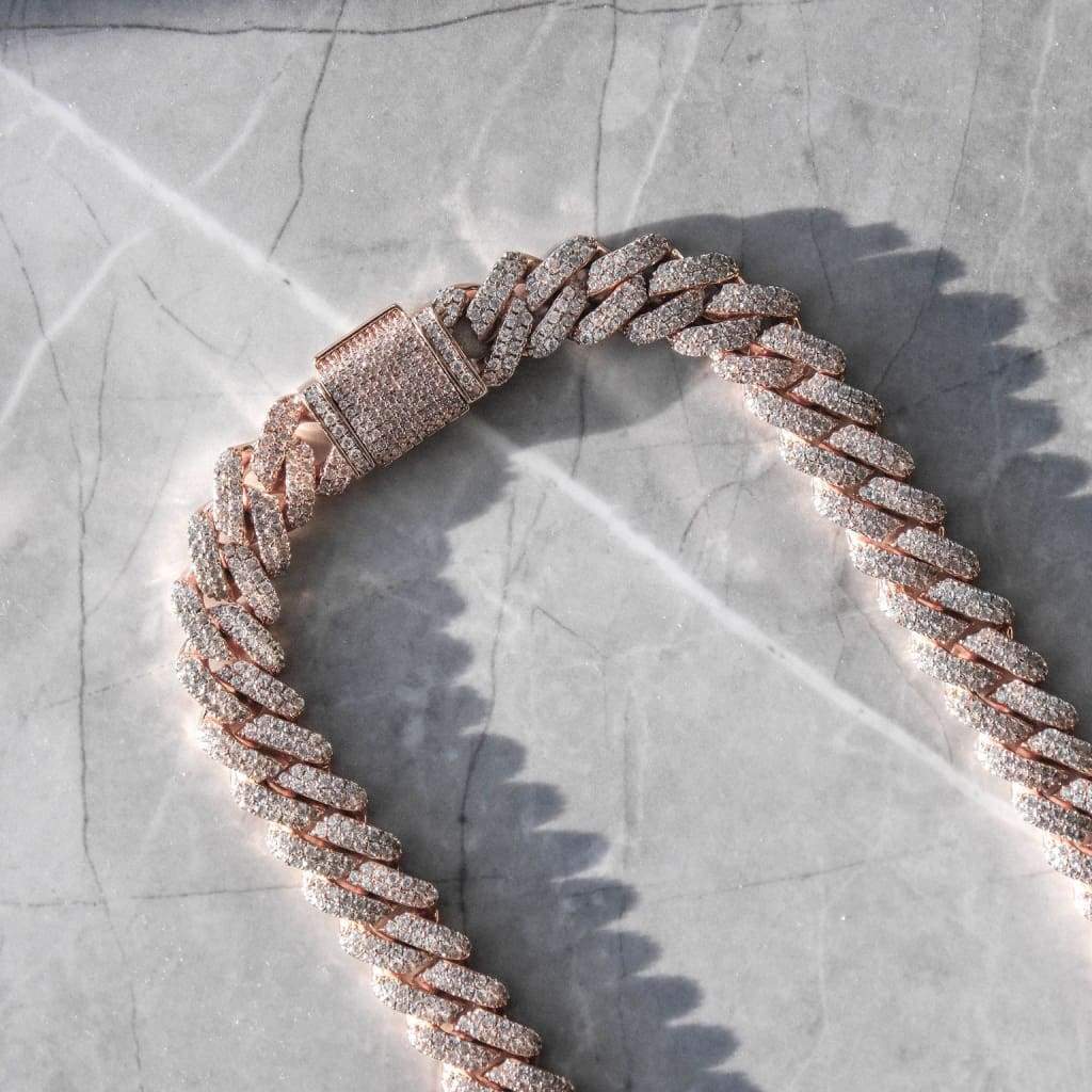 12mm Miami Diamond Cuban Chain- Rose Gold