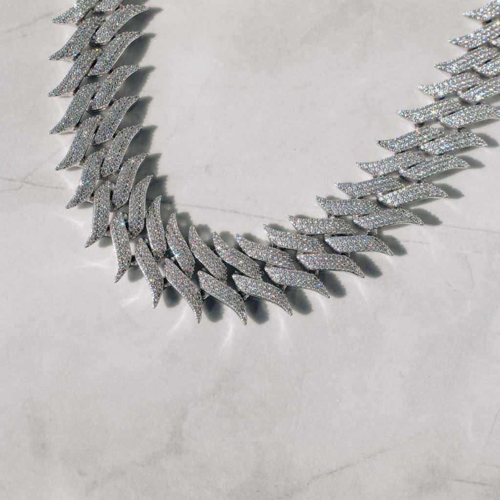 20mm Spiked Cuban Chain White Gold