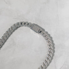 12mm Diamond Cuban Chain In White Gold