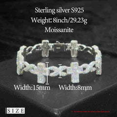 8mm S925 Moissanite Cross Infinity Cuban Link Bracelet