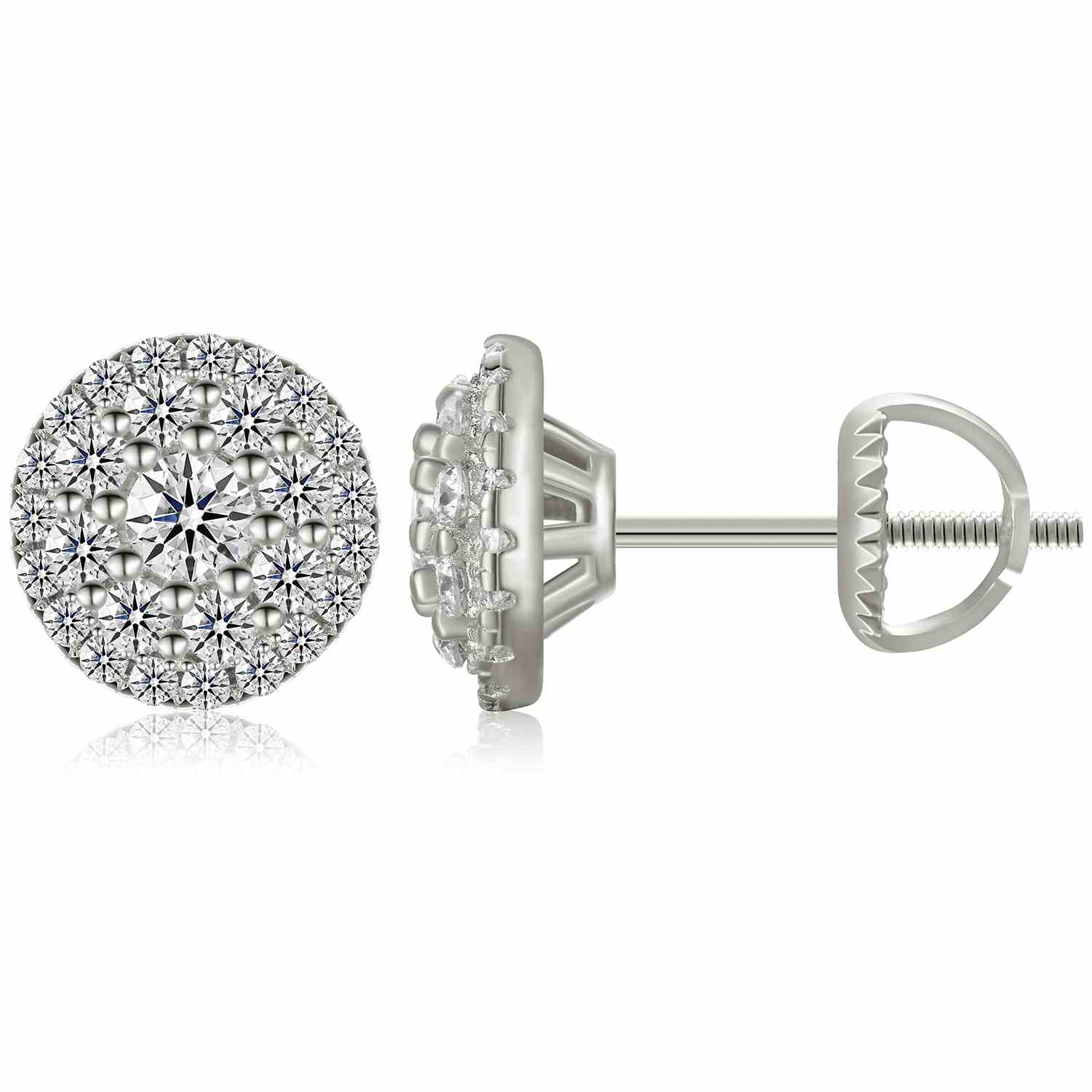 3 Layers Moissanite Halo Stud Earrings