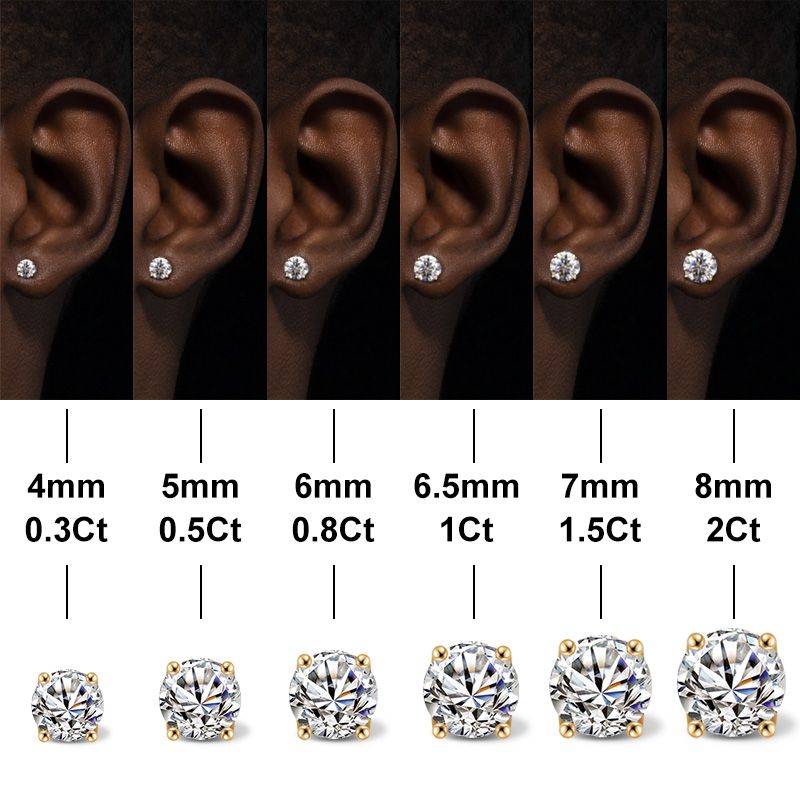 0.5Ct/1Ct/2Ct VVS1 Moissanite Brilliant Round Cut Stud Earrings in S925