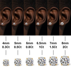 0.5Ct/1Ct/2Ct VVS1 Moissanite Brilliant Round Cut Stud Earrings in S925