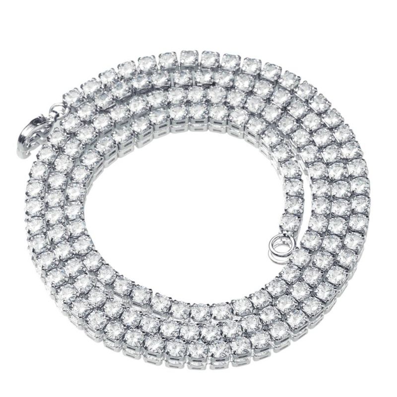 Iced 3mm Crystal Tennis Chain in White Gold