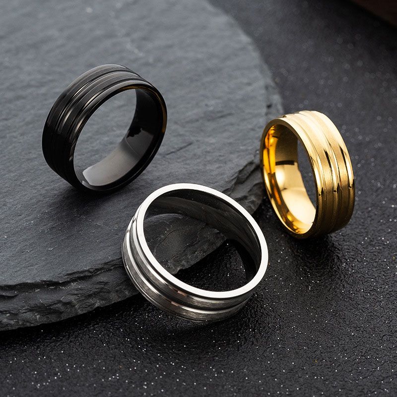 8mm Frosted Stainless Steel Ring