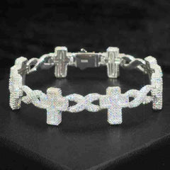 8mm S925 Moissanite Cross Infinity Cuban Link Bracelet