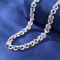 10mm S925 Moissanite Infinity Link Chain With Colorful CZ Mainstones