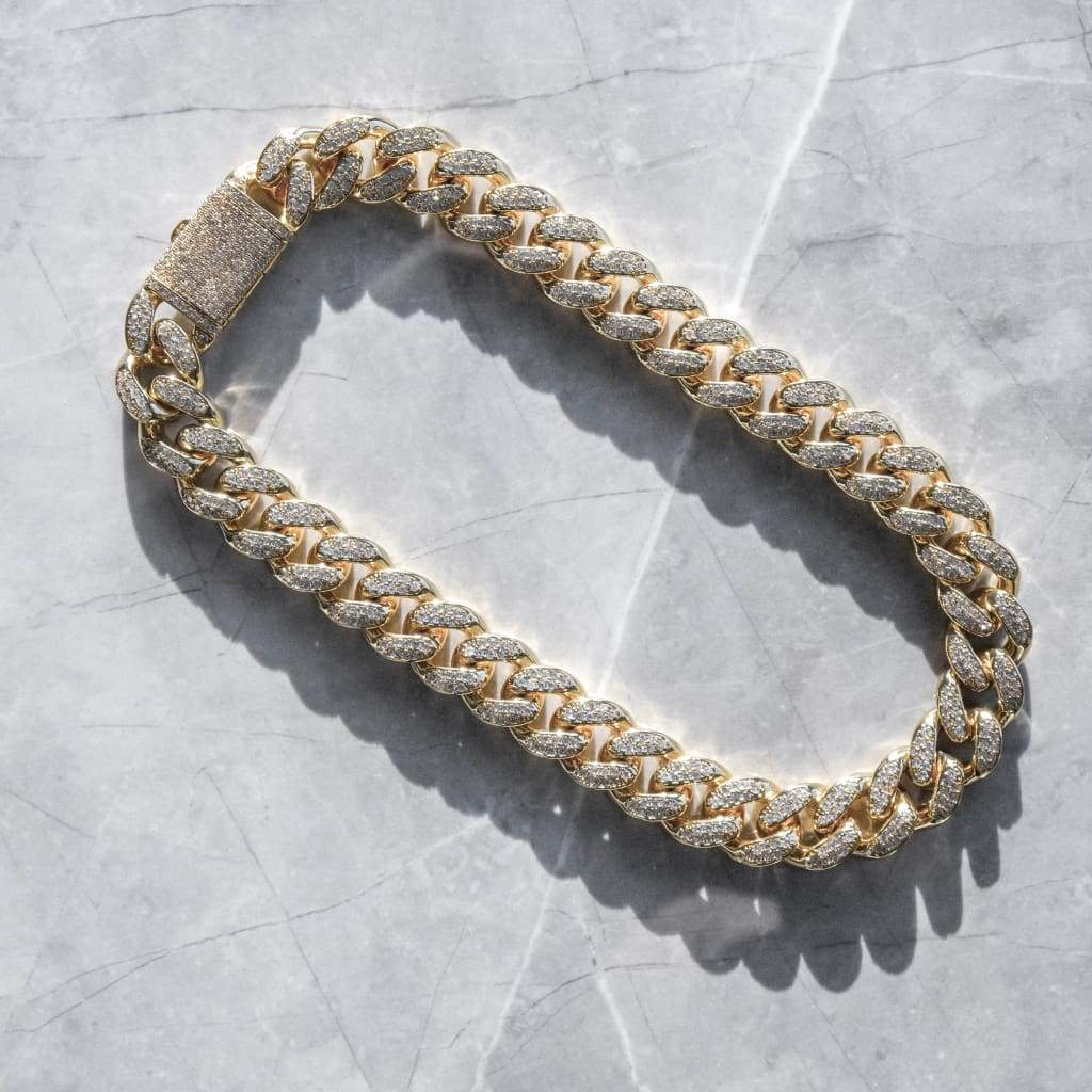 19mm Ice Out Diamond Cuban Chain In Gold