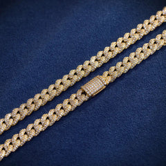 8mm Moissanite Cuban Link Chain in Yellow Gold