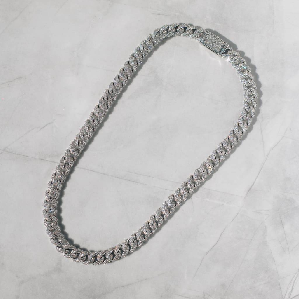 12mm Diamond Cuban Chain In White Gold