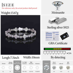 10mm S925 Moissanite Cross Tennis Bracelet