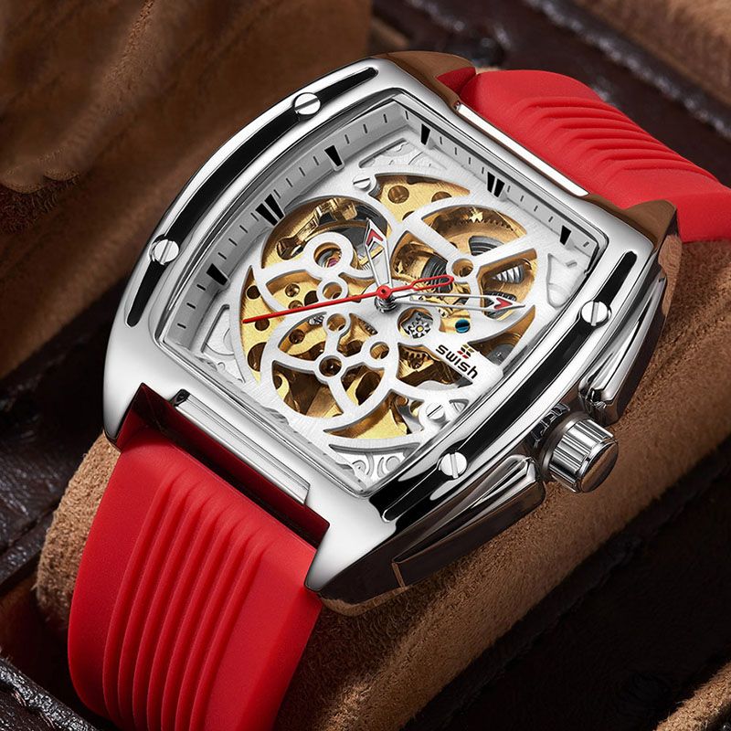 Mechanical Sport Rubber Hollow Automatic Watch