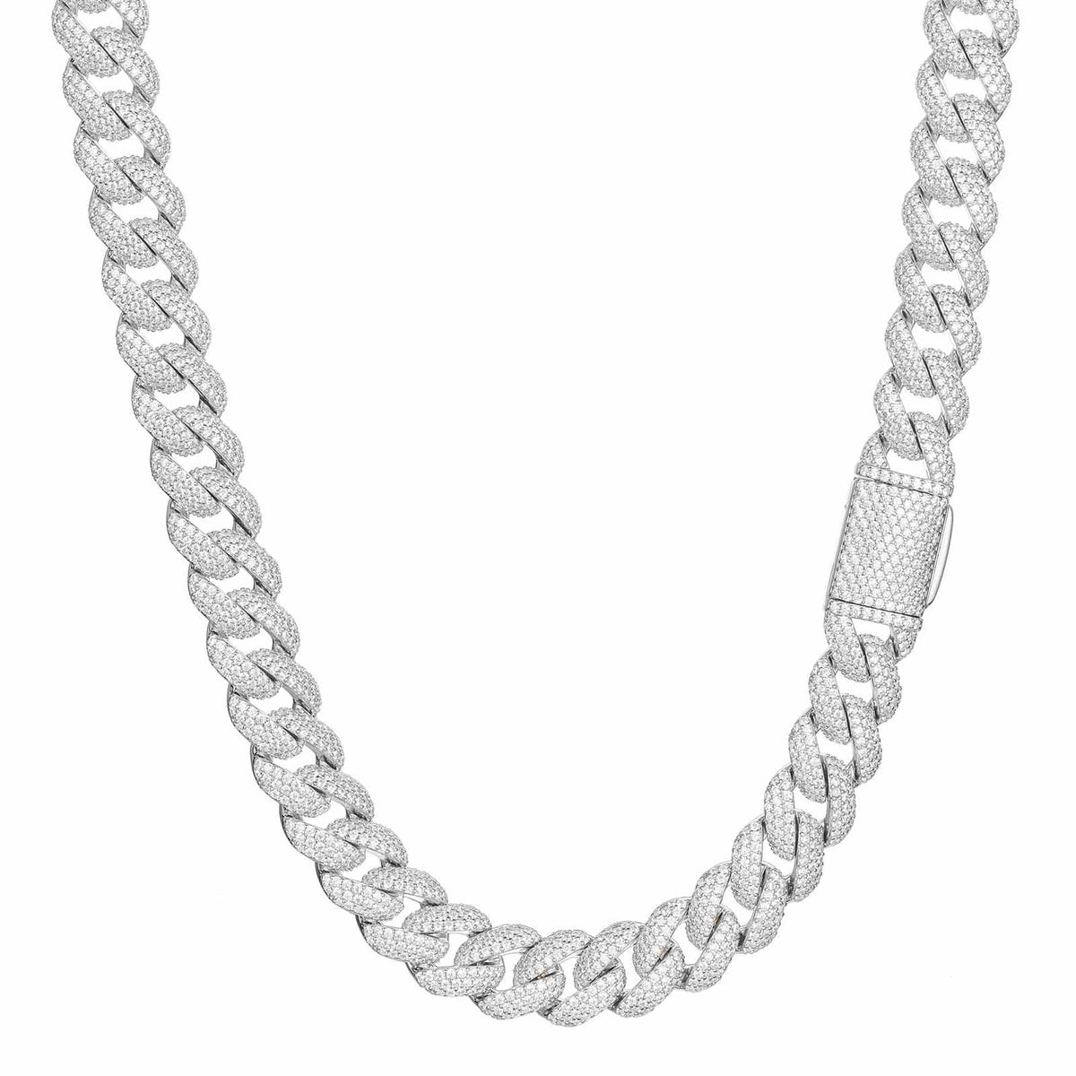 12mm S925 Micro 3 Rows Moissanite Cuban Link Chain