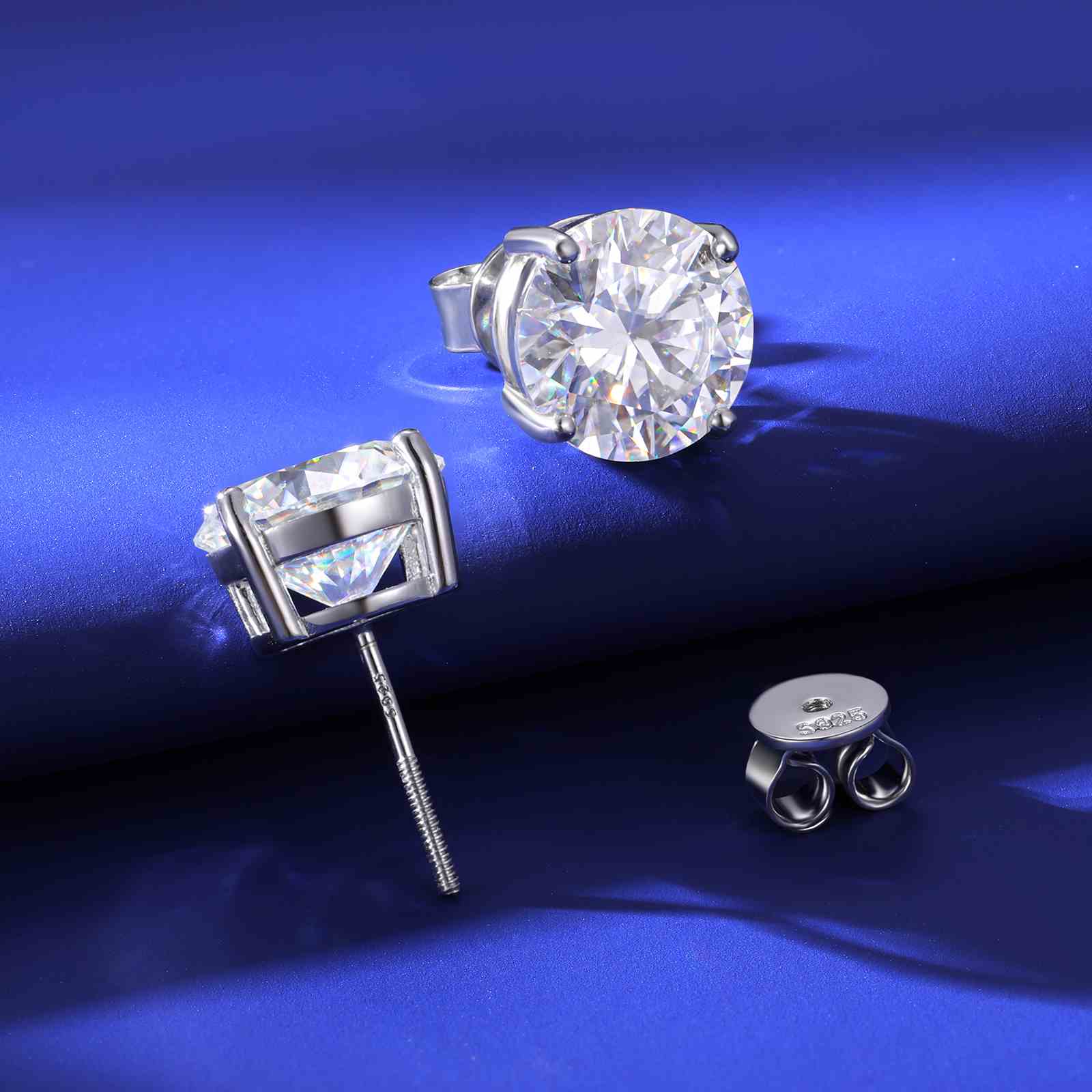 0.2ct-10ct Screw Back Round Cut Stud Earrings