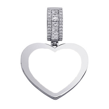 Custom Locket Heart Photo Pendant in White Gold