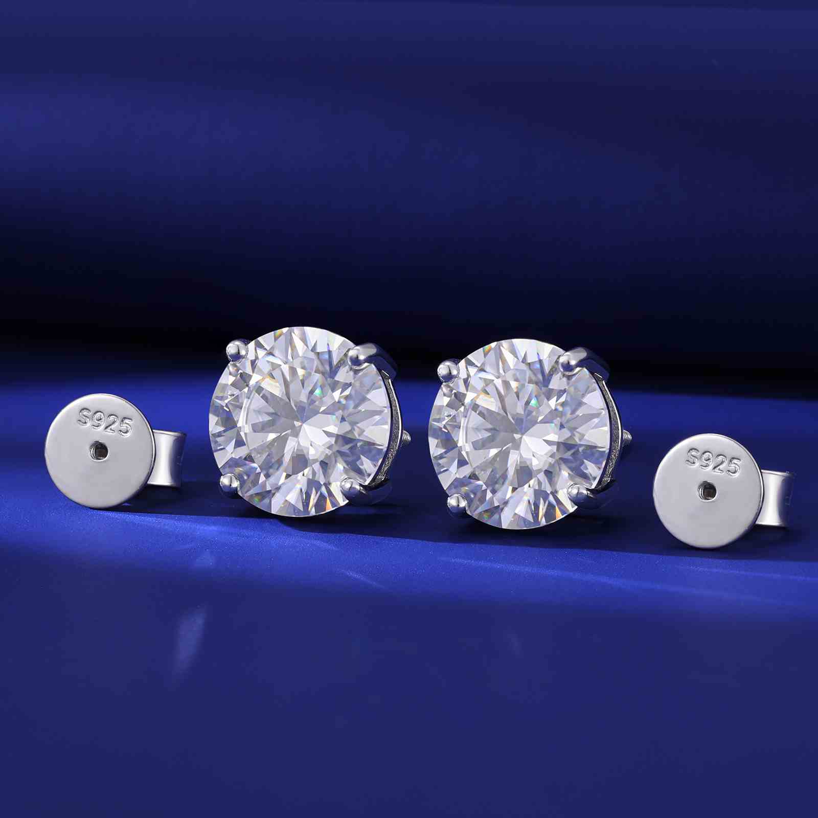 0.2ct-10ct Screw Back Round Cut Stud Earrings