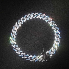 8mm Blue&White Iced Cuban Bracelet