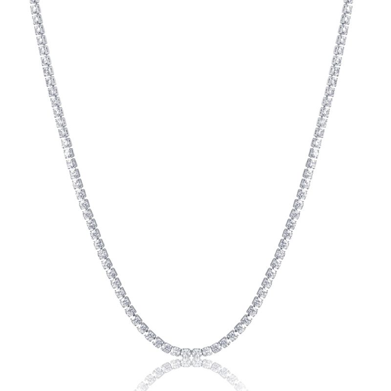 Iced 3mm Crystal Tennis Chain in White Gold