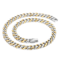 8mm Two-tone Titanium Steel Cuban Chain