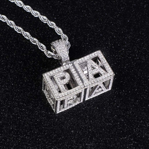 Custom Baby Block Hollow Letters Pendant