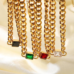 Emerald Cuban Chain Choker Necklace