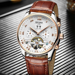 Skeleton Mechanical Business Classic Watch with Leather Strap