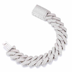 20mm S925 3 Row Moissanite Cuban Link Bracelet