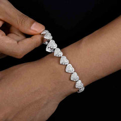 10mm S925 Moissanite Heart Tennis Bracelet