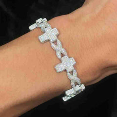 8mm S925 Moissanite Cross Infinity Cuban Link Bracelet