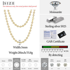 5mm S925 Moissanite Bead Link Chain